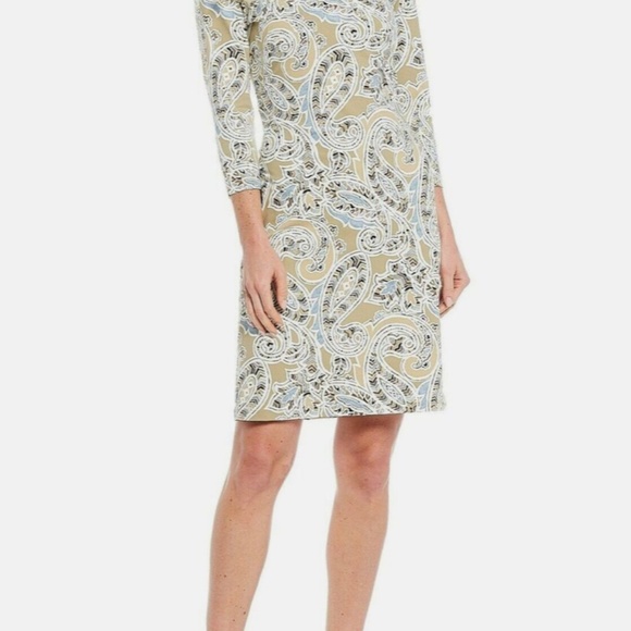 J. McLaughlin Carly Sheath Dress - Taupe Paisley - Sz S - Picture 2 of 6